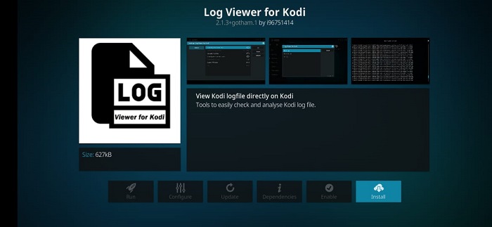Kodi Log Files installation