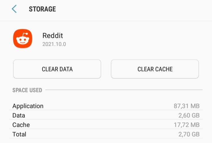 Clear Reddit App Cache