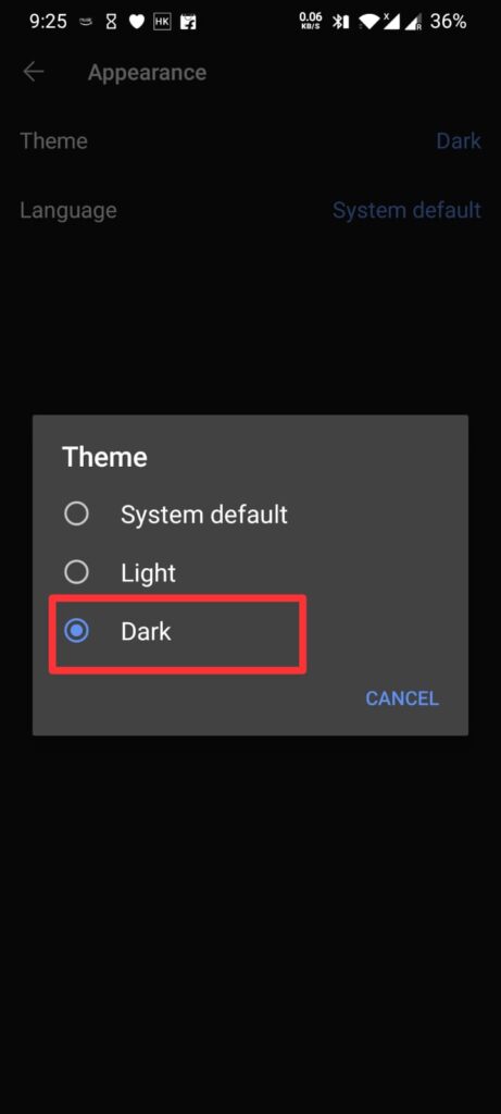 Dark Mode Signal