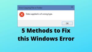 fix Data Supplied is of Wrong Type Windows error