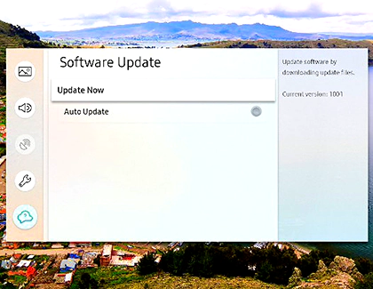 Samsung TV software update menu