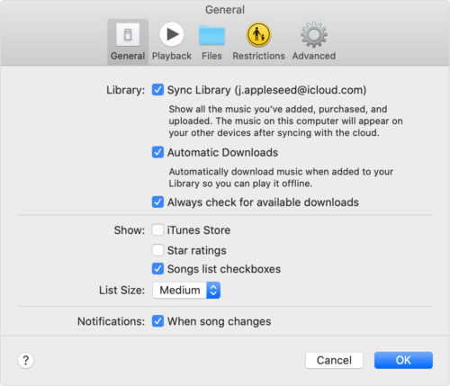 Sync Library option For Apple Music on Mac