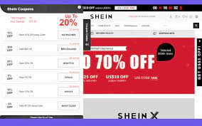 Shein coupons and deals on home page