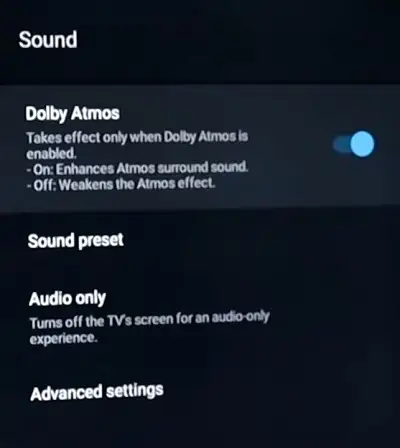 TCL TV Dolby Atmos settings