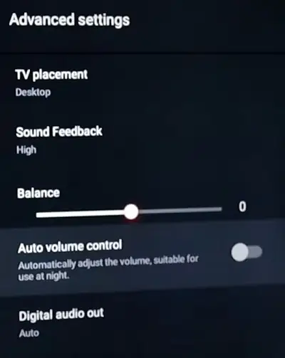 Auto volume control option in TCL TV