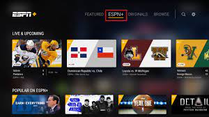 ESPN plus homepage on YouTube TV