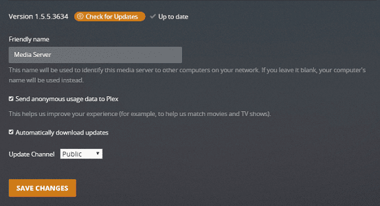 Update your plex tv