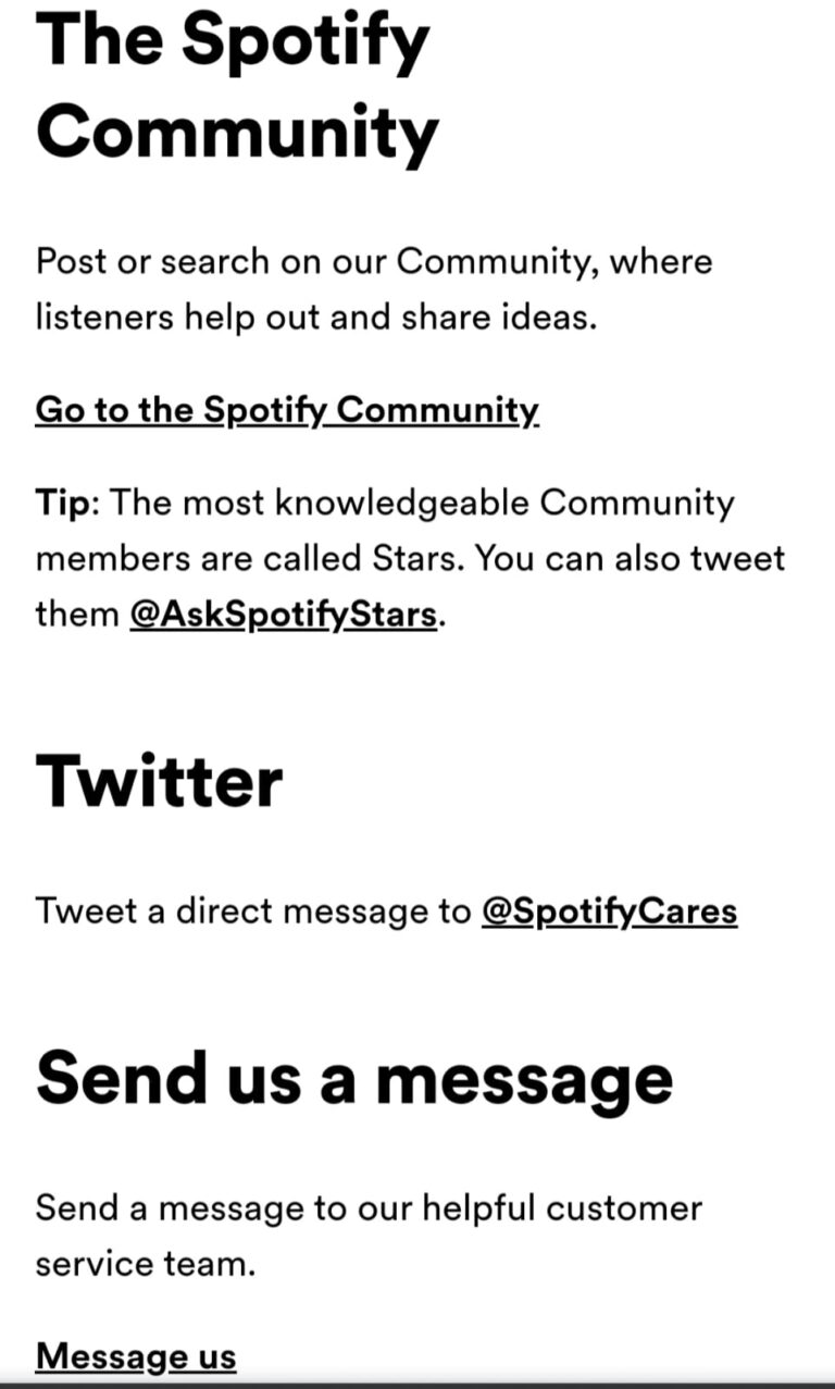 spotify customer service contact form