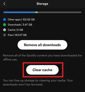 Clear cache in Spotify