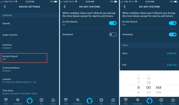 this shows how to turn on DND mode in Alexa