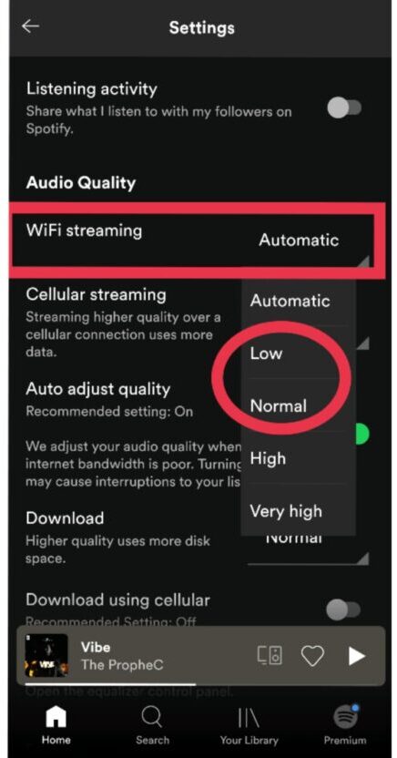 how to change audio quality setting