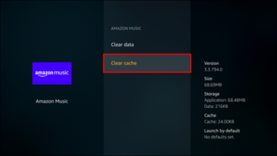 How to clear cache of amazon music