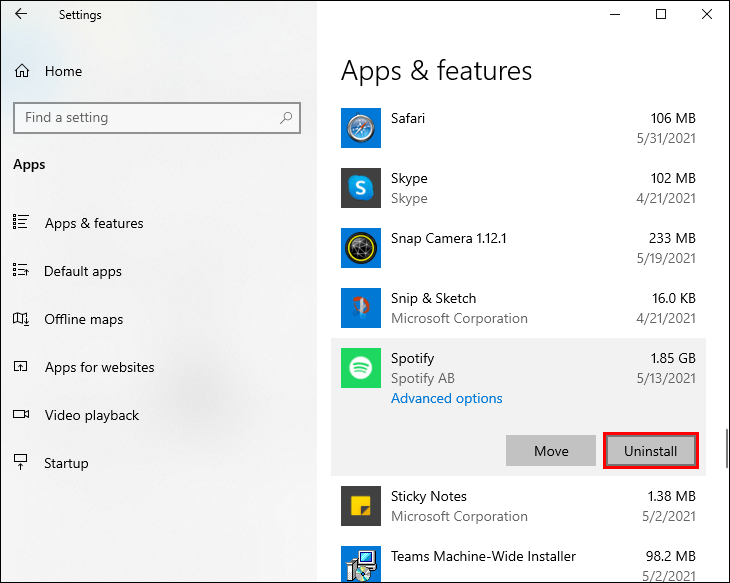 how to uninstall spotify on desktop