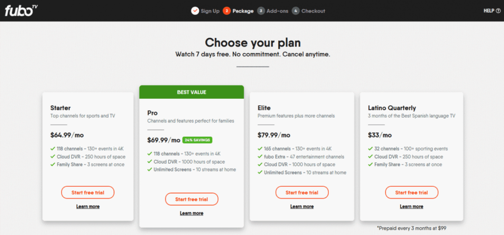 choose fubotv plan