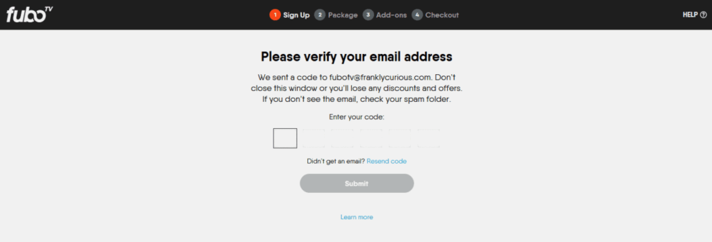 verify your fuboTV email