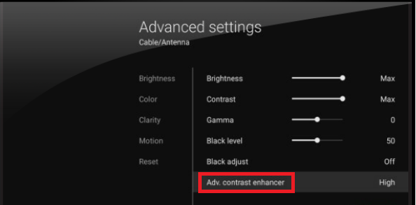 Turn off the Advance Contrast Enhancer