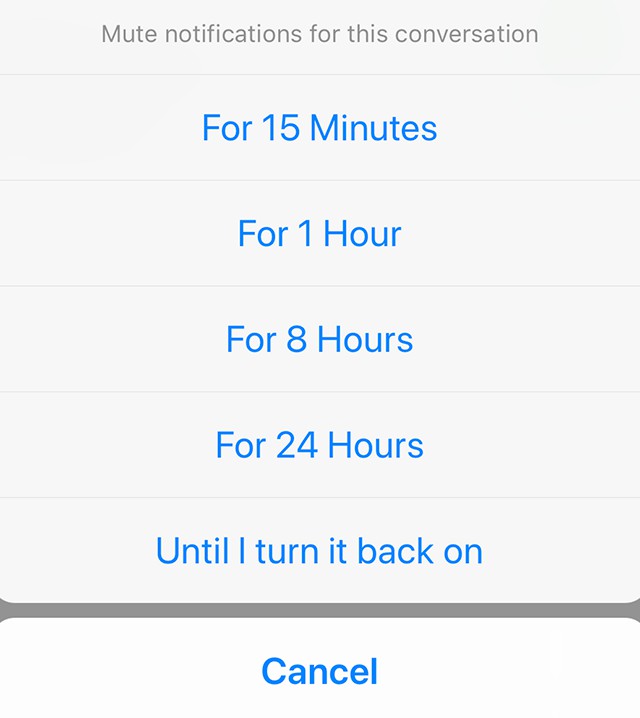 this shows for how many time you can mute a chat