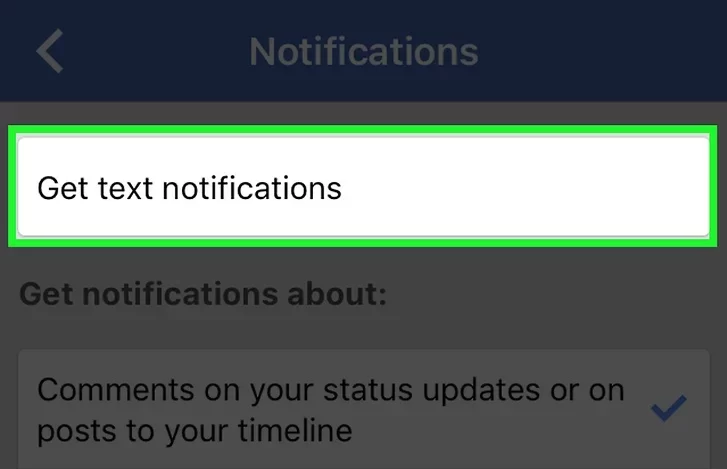 Disable Get notifications text