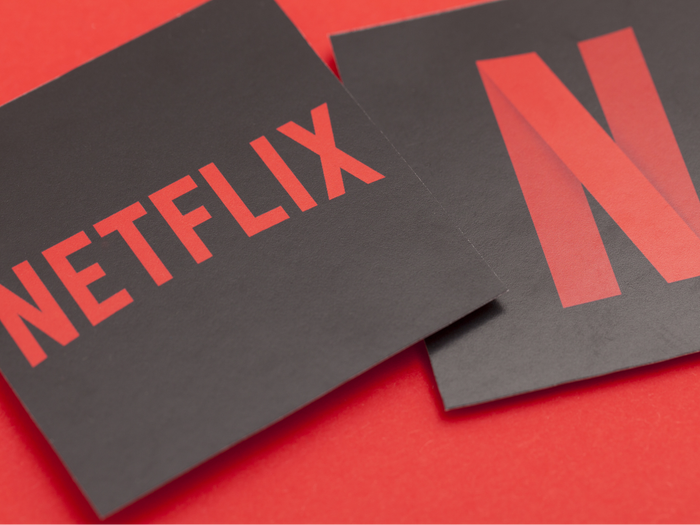 Pictorial representation of Netflix logo on a red background