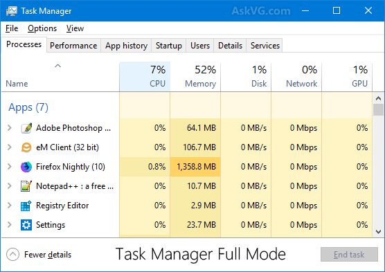 Task manager end process