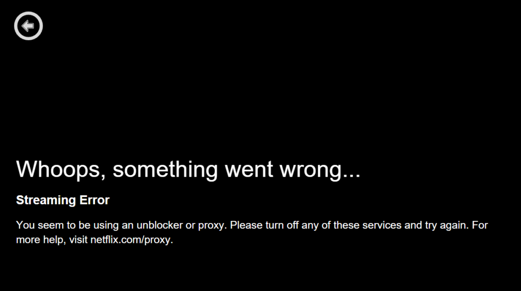 Netlfix Error Screen