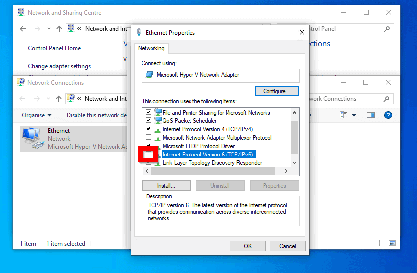 Screenshot of IPv6 settings