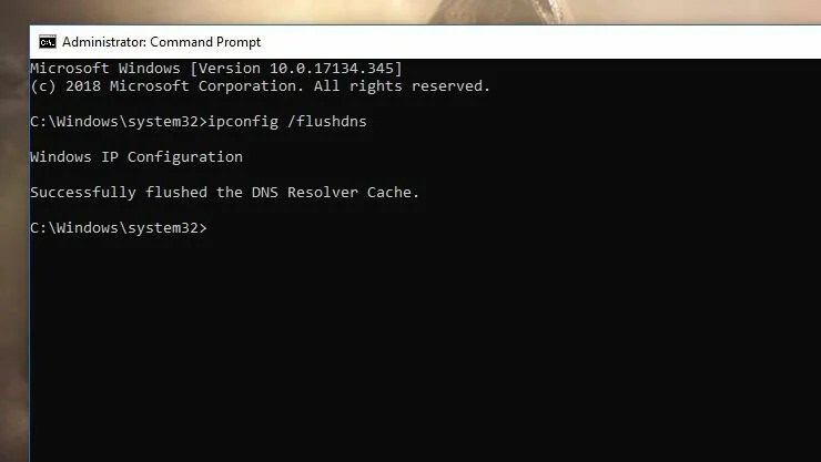 Screenshot of command prompt