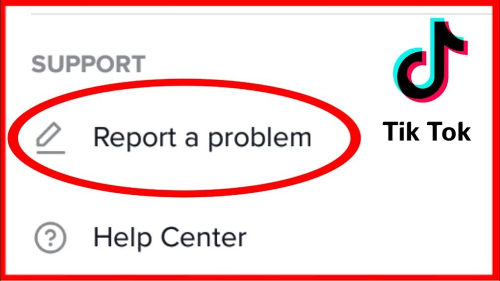 Screenshot of Tiktok's Report a problem option