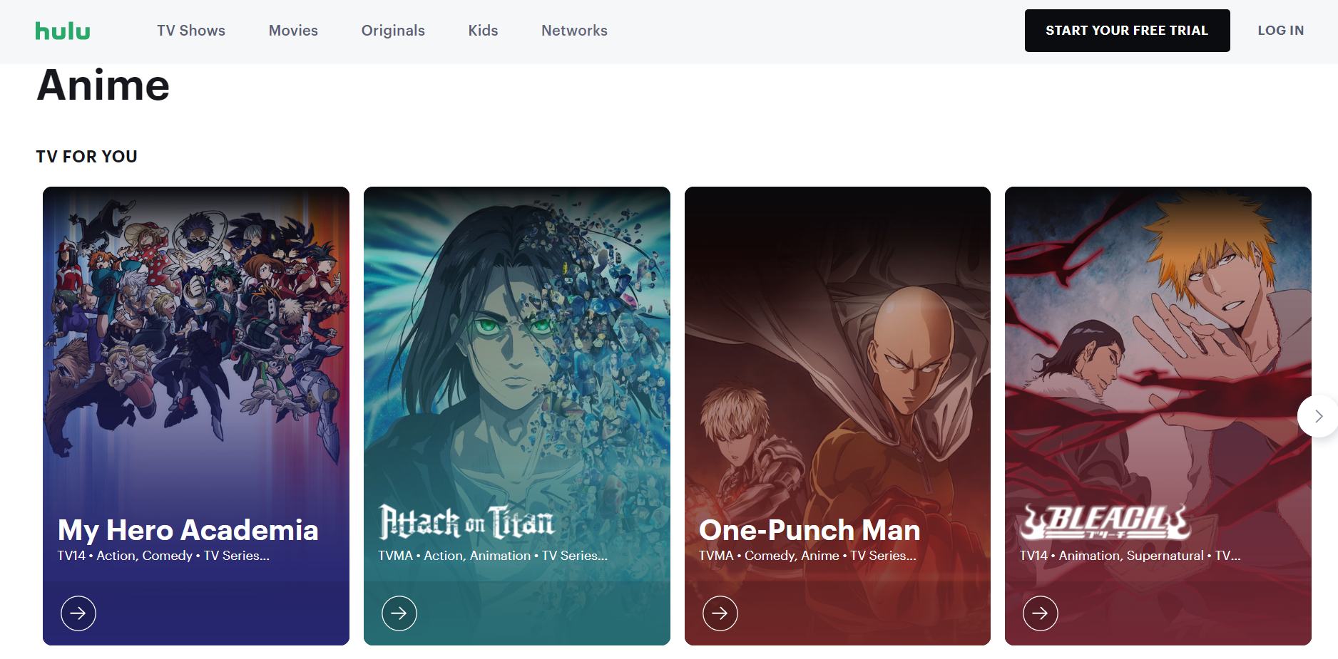 Hulu Anime hub