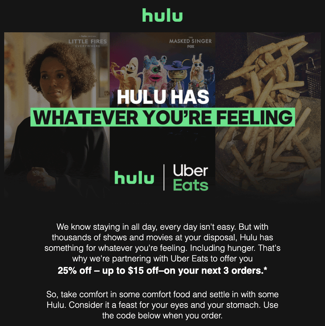 Hulu Uber eats poster