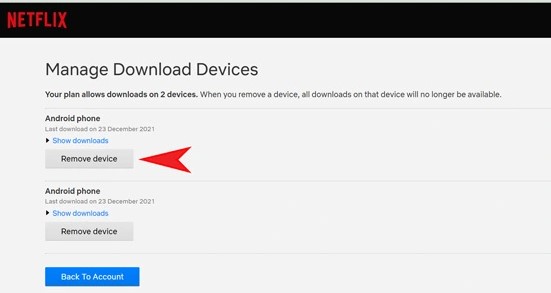 Netflix remove download device