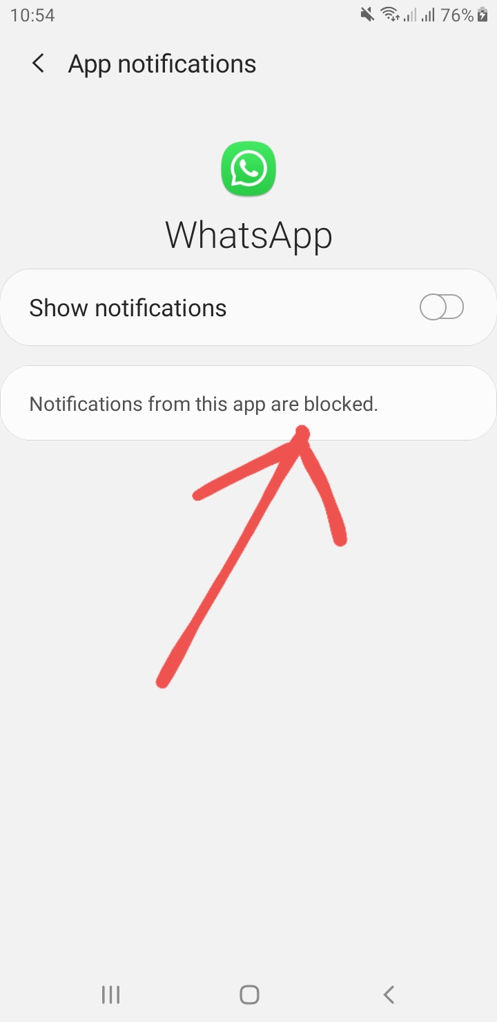 Whatsapp Notification toggle for phone