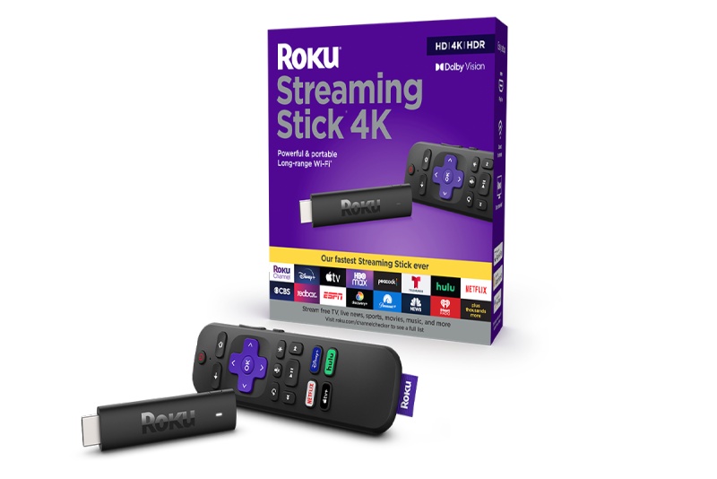 Roku streaming Stick 4k with remote, stick and box