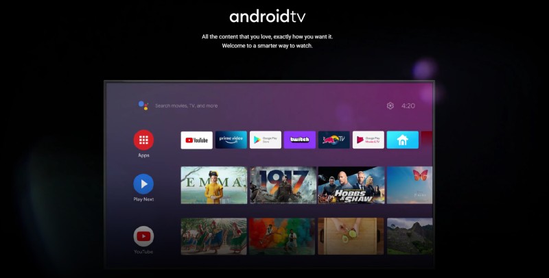 A graphical representation of an Android TV interface