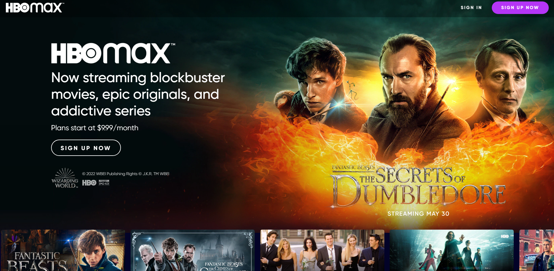 HBO MAX Home Page
