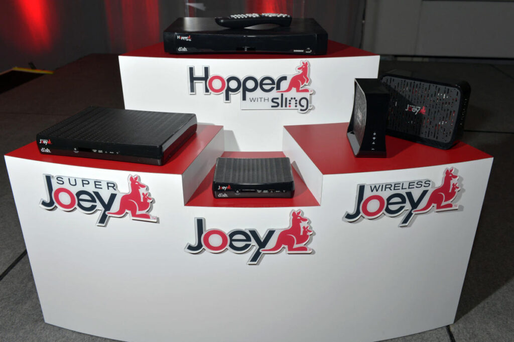 Product Display of a Joey, Super Joey and Wireless Joey and a Hopper with Sling