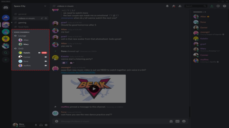 Discord Channels open for voice communication