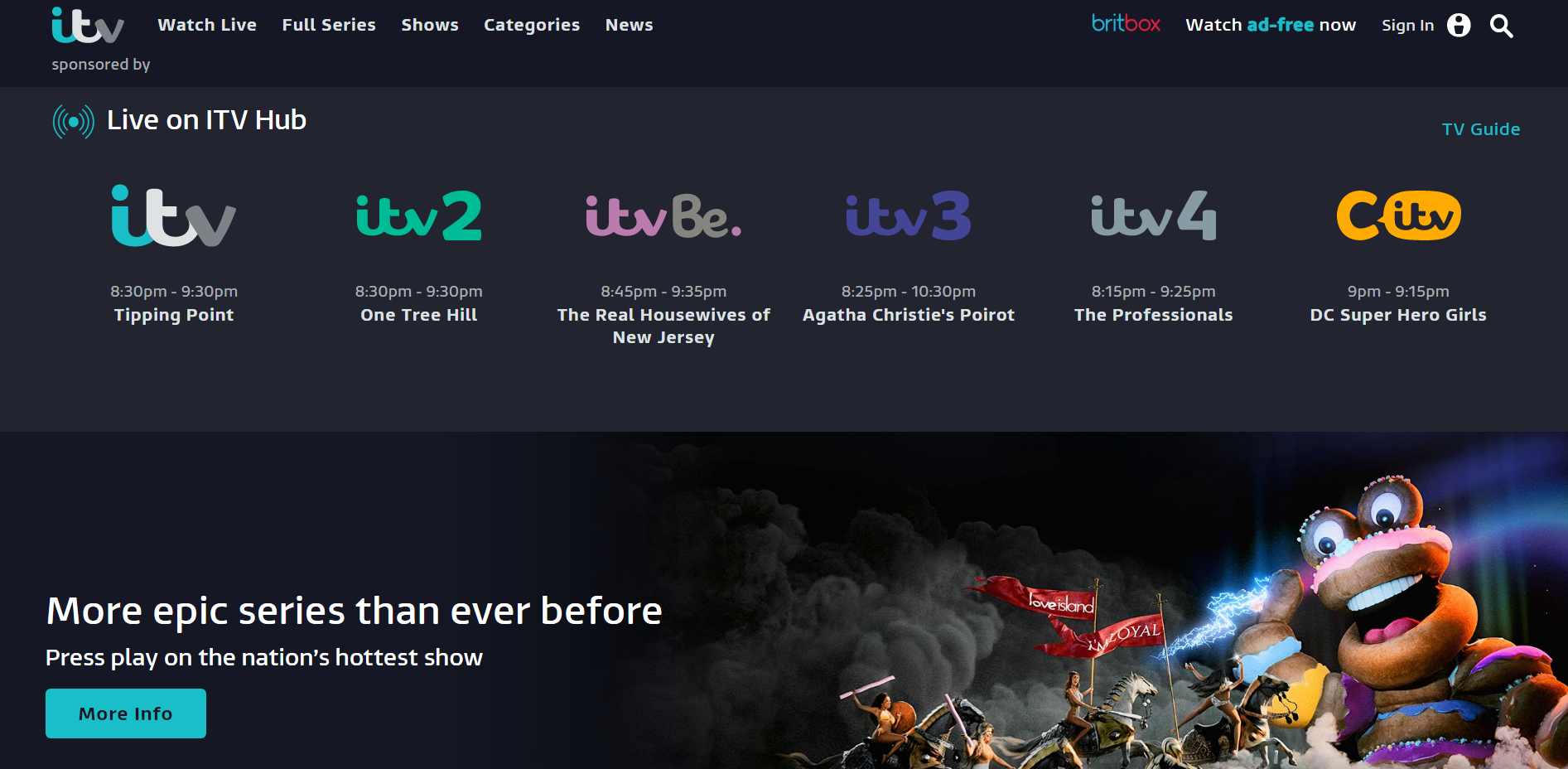 ITV Hub Home Page