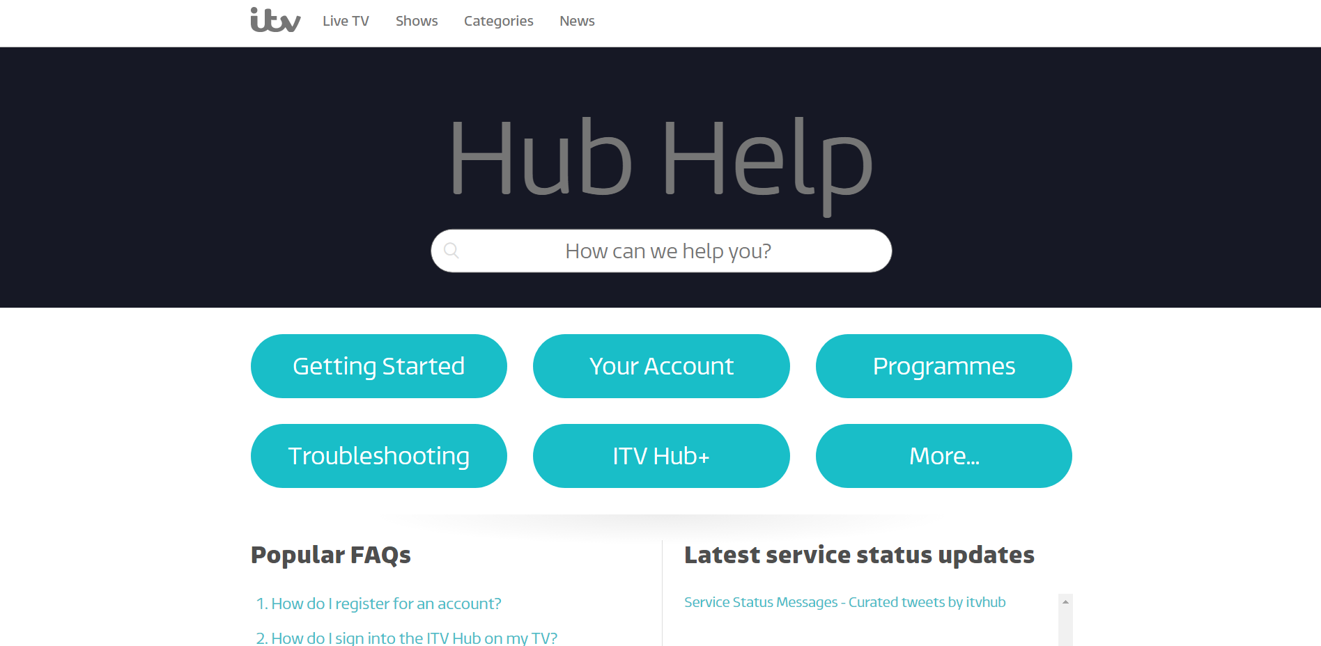 ITV Hub help