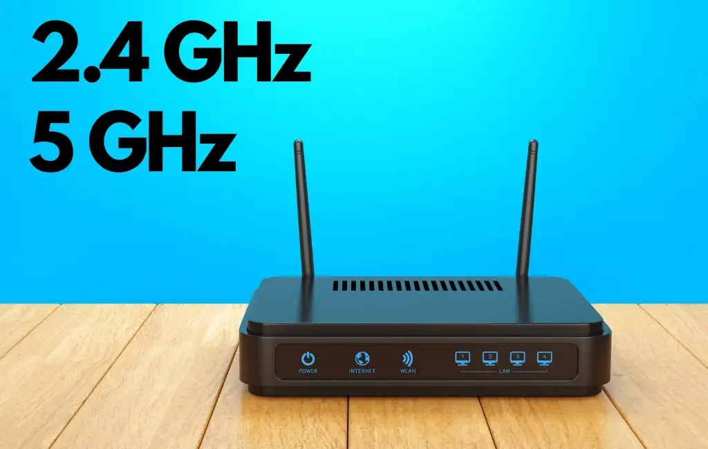 Visual Representation of a Wi-Fi Router with 2.4Ghz and 5Ghz bandwidth options