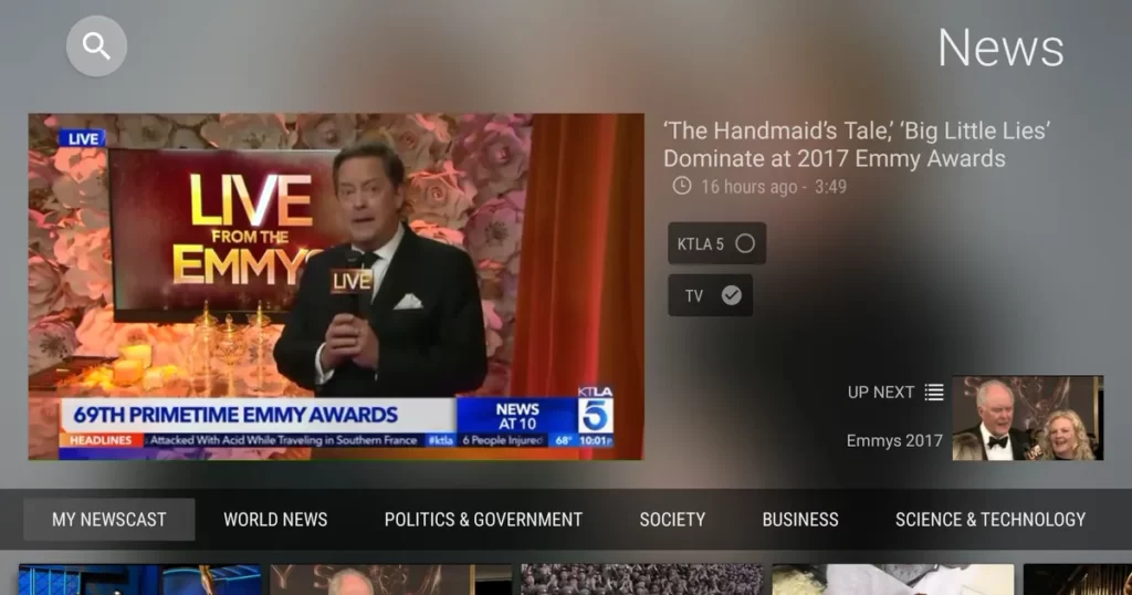 Screenshot of the Live TV section of Plex that runs ads