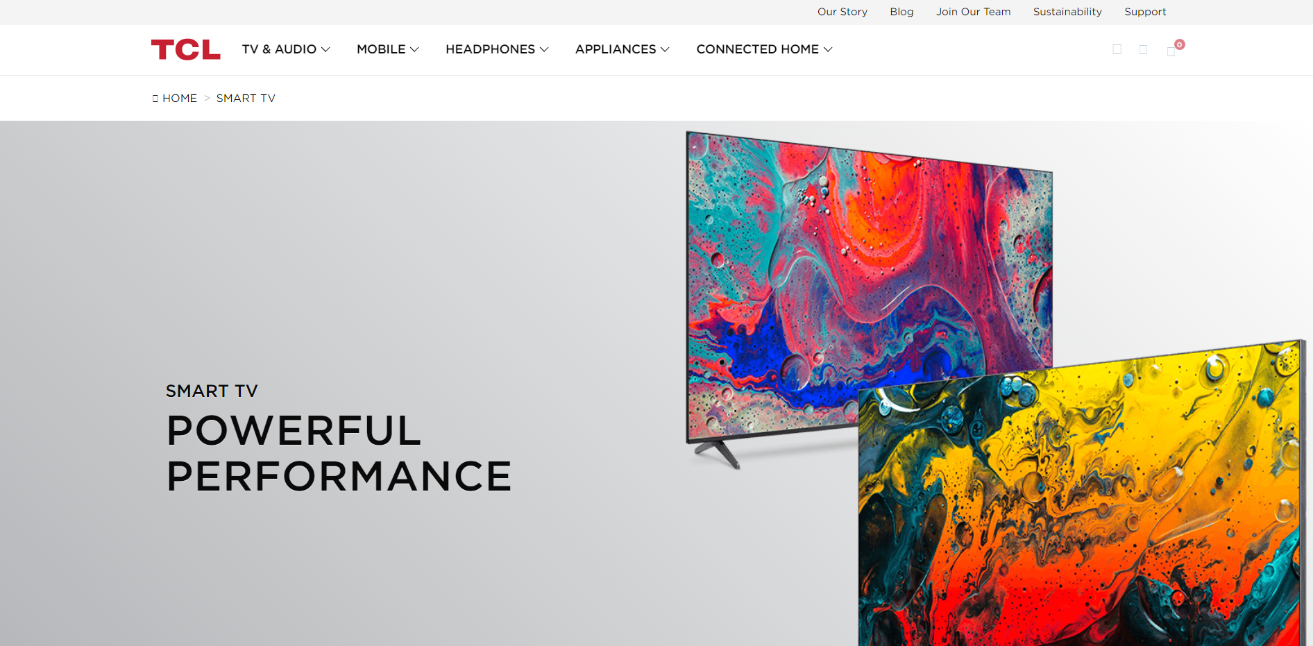 TCL TVs Home Page