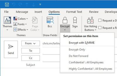 sending encrypted email outlook