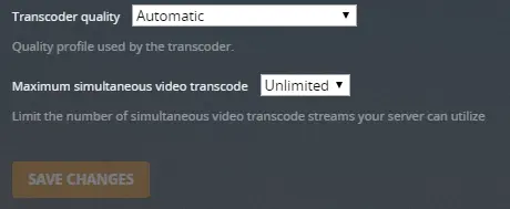 Plex transcoder settings