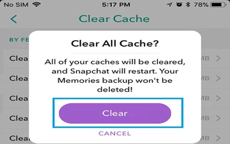 Snapchat delete cache