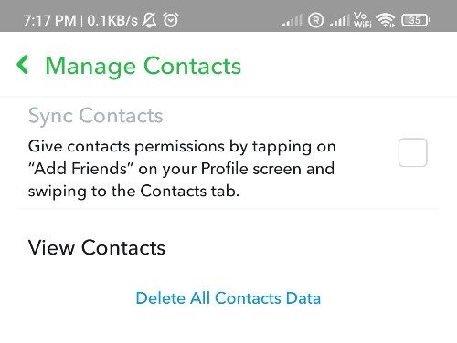 Snapchat in my contacts