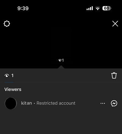 Status of Restricted Account on Instagram Story