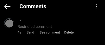 Appearance of a comment made by a restricted user