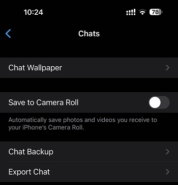 Save to Camera Roll option in iphone (ios)