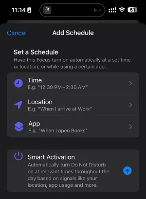 do not disturb schedule feature in iphone